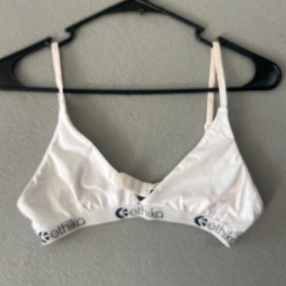 Ethika Bra Women's Small White Black Plung - Picture 1 of 3